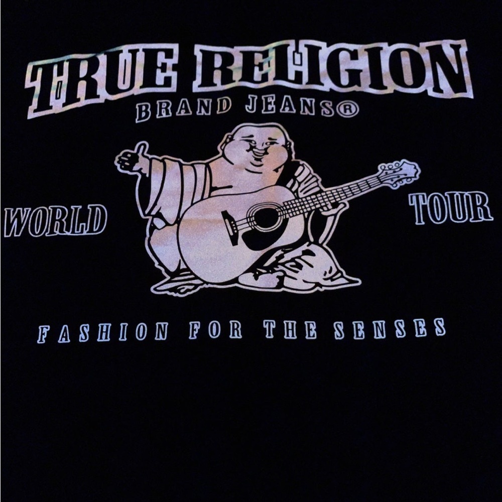 True Religion Full Zip Hoodie XXXL-Solid Black/Silver Reflective Logos-NWT